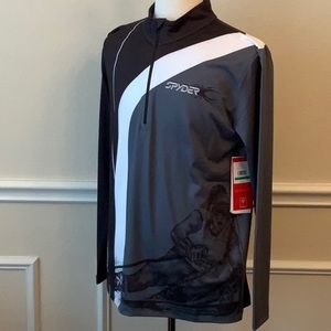 Spyder Rival Zip T-Neck - Black/White - Large